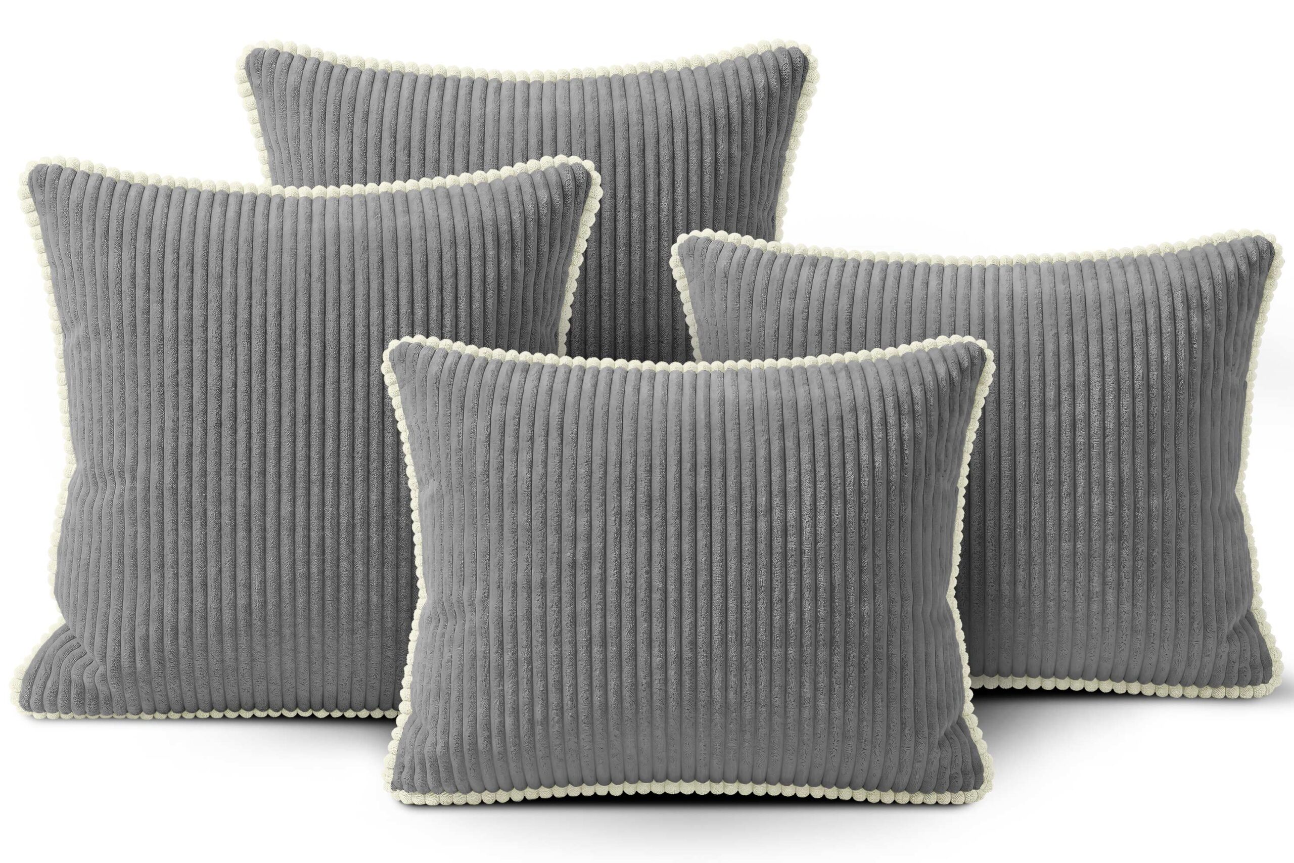 14681-23BV2_1 Dekokissen 4er Set mit Füllung - 2x 35x45 cm + 2x 40x40 cm Zierkissen für Sofa und Bett