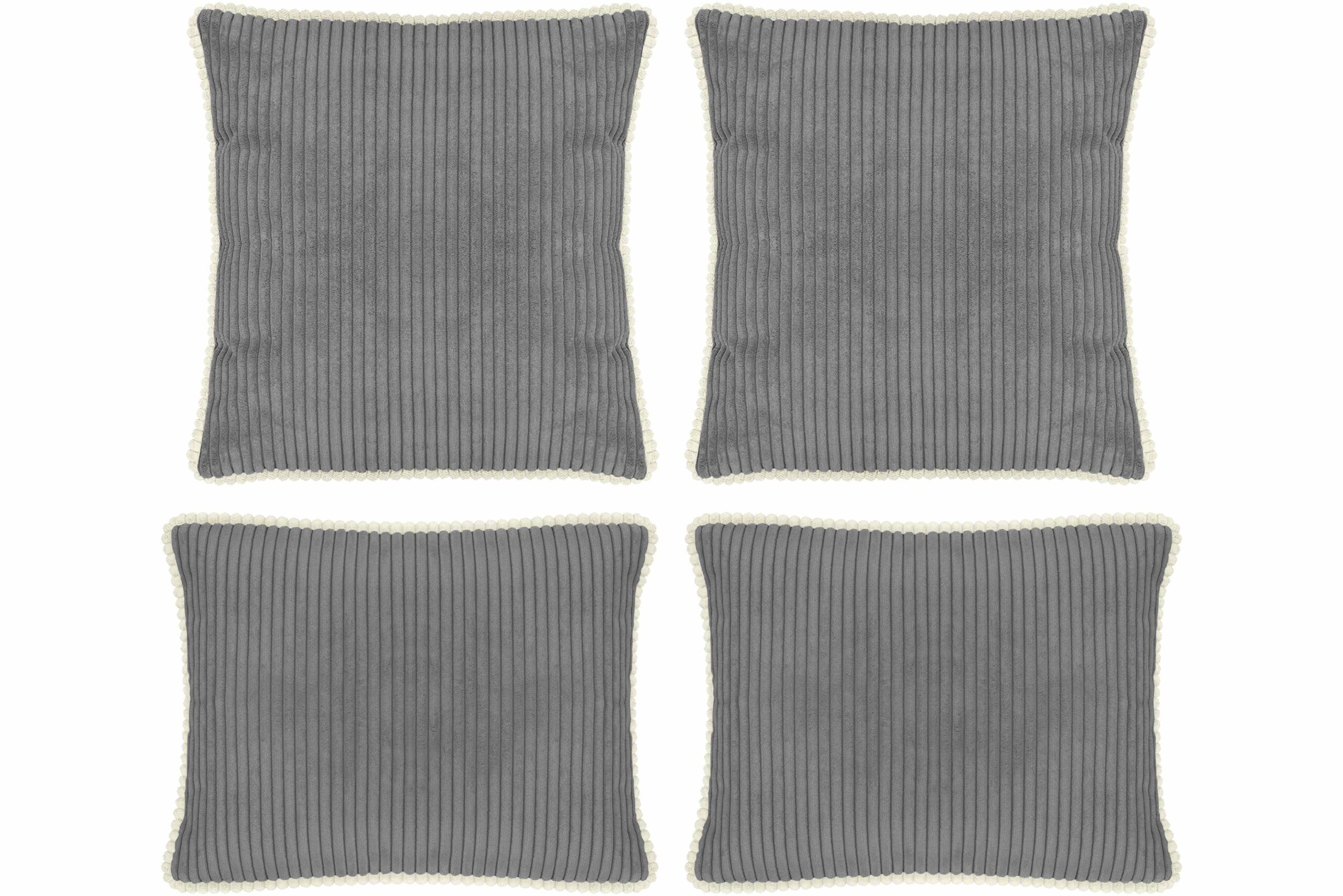 14681-23BV2_10-24 Dekokissen 4er Set mit Füllung - 2x 35x45 cm + 2x 40x40 cm Zierkissen für Sofa und Bett