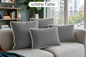 Dekokissen 4er Set mit Füllung - 2x 35x45 cm + 2x 40x40 cm Zierkissen für Sofa und Bett