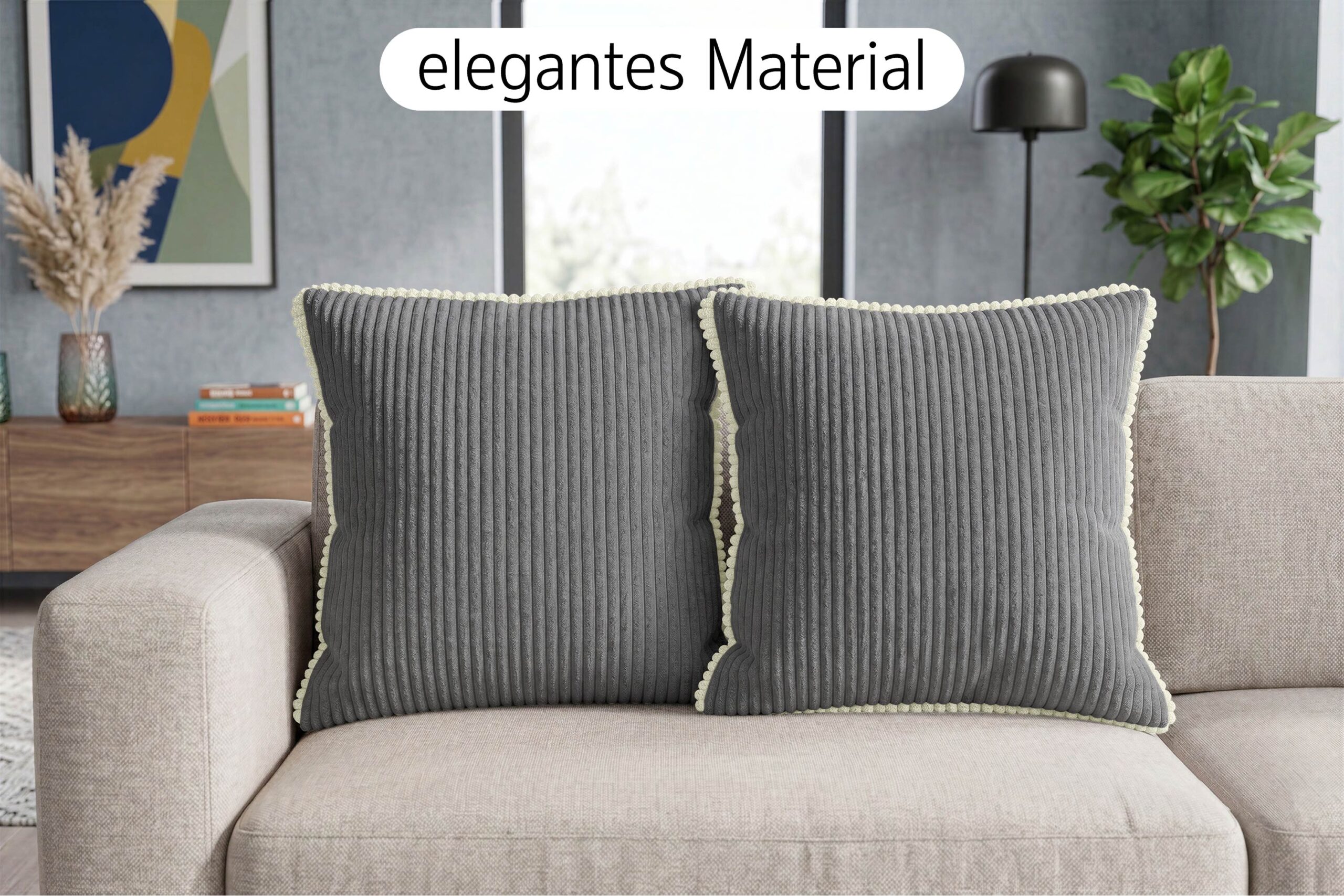 14681-23BV2_5 Dekokissen 4er Set mit Füllung - 2x 35x45 cm + 2x 40x40 cm Zierkissen für Sofa und Bett