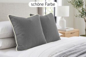 Kissenbezug 2er Set - weiche Kissenhülle mit Hotelverschluss, zweifarbig, ohne Füllung