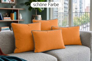 Dekokissen 4er Set mit Füllung - 2x 35x45 cm + 2x 40x40 cm Zierkissen für Sofa und Bett