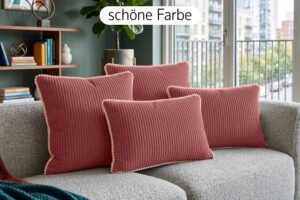 Dekokissen 4er Set mit Füllung - 2x 35x45 cm + 2x 40x40 cm Zierkissen für Sofa und Bett