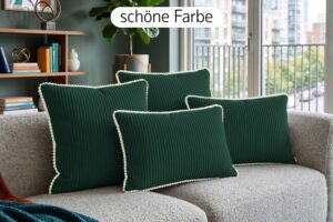 Dekokissen 4er Set mit Füllung - 2x 35x45 cm + 2x 40x40 cm Zierkissen für Sofa und Bett