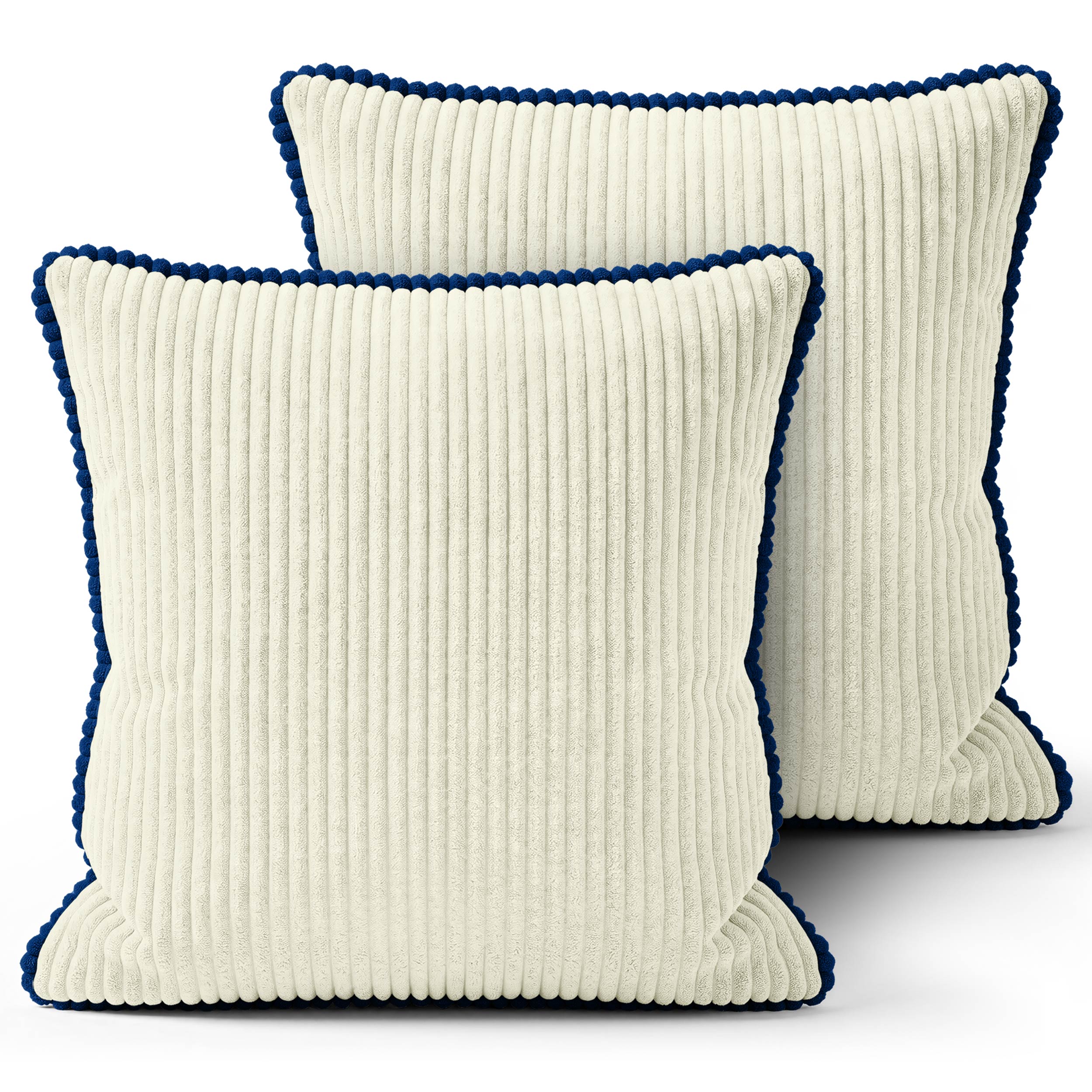 Dekokissen mit Füllung 2er-Set – Sofakissen mit dekorativer Biese, formstabil, in 40×40, 45×45 und 50×50 cm
