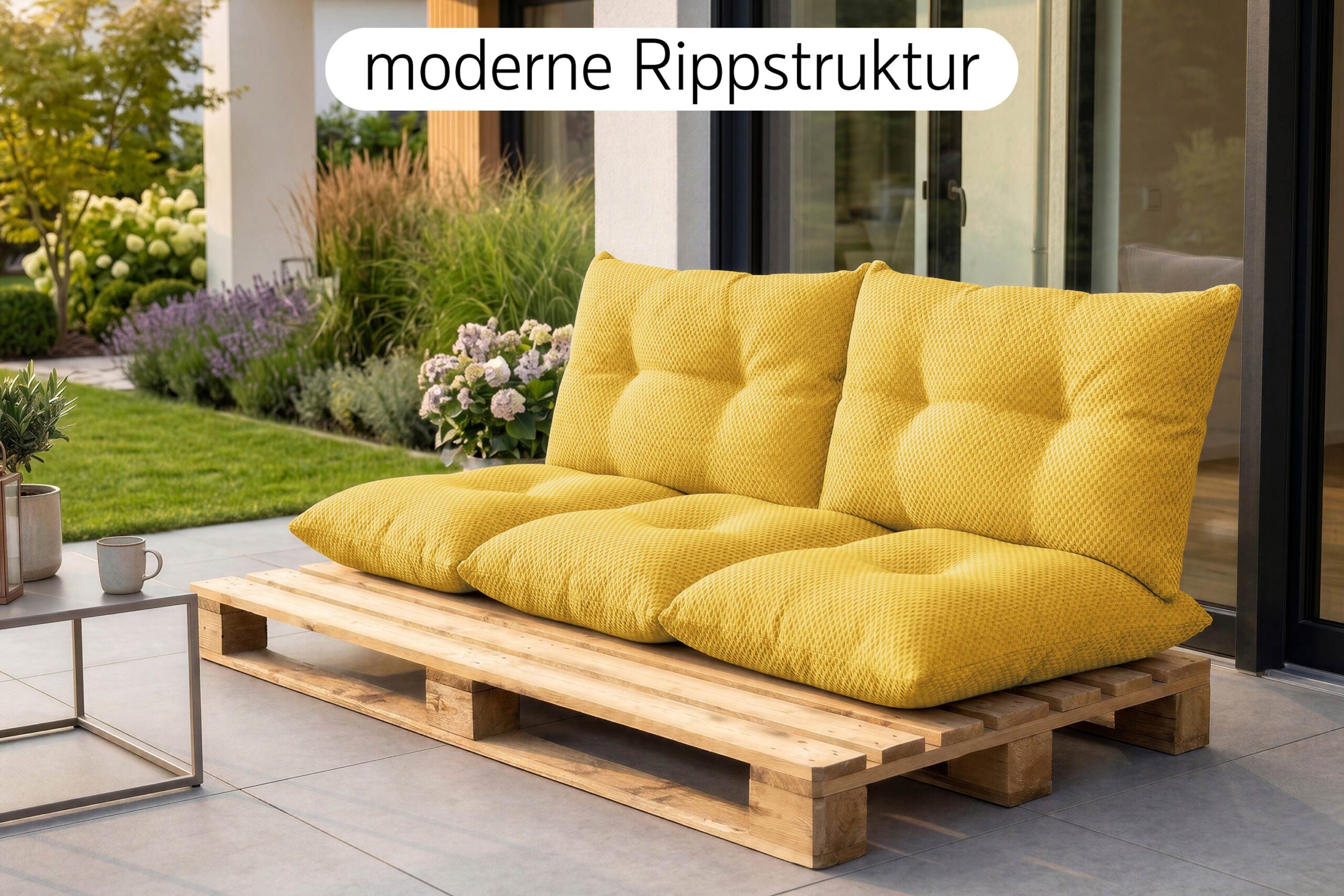 Palettenkissen Set 3-teilig - Sitzkissen 120x60 cm + 2 Rückenkissen 60x40 cm für Europaletten