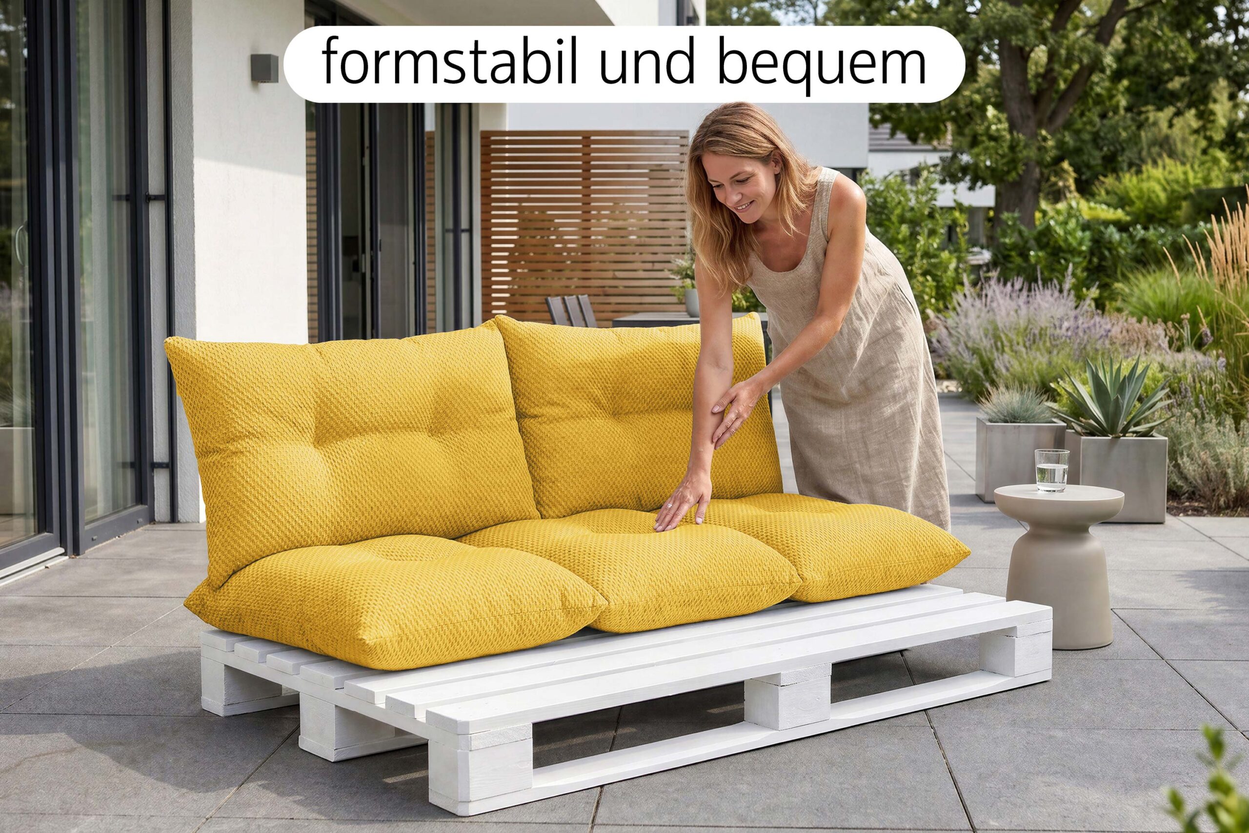 Palettenkissen Set 3-teilig - Sitzkissen 120x60 cm + 2 Rückenkissen 60x40 cm für Europaletten