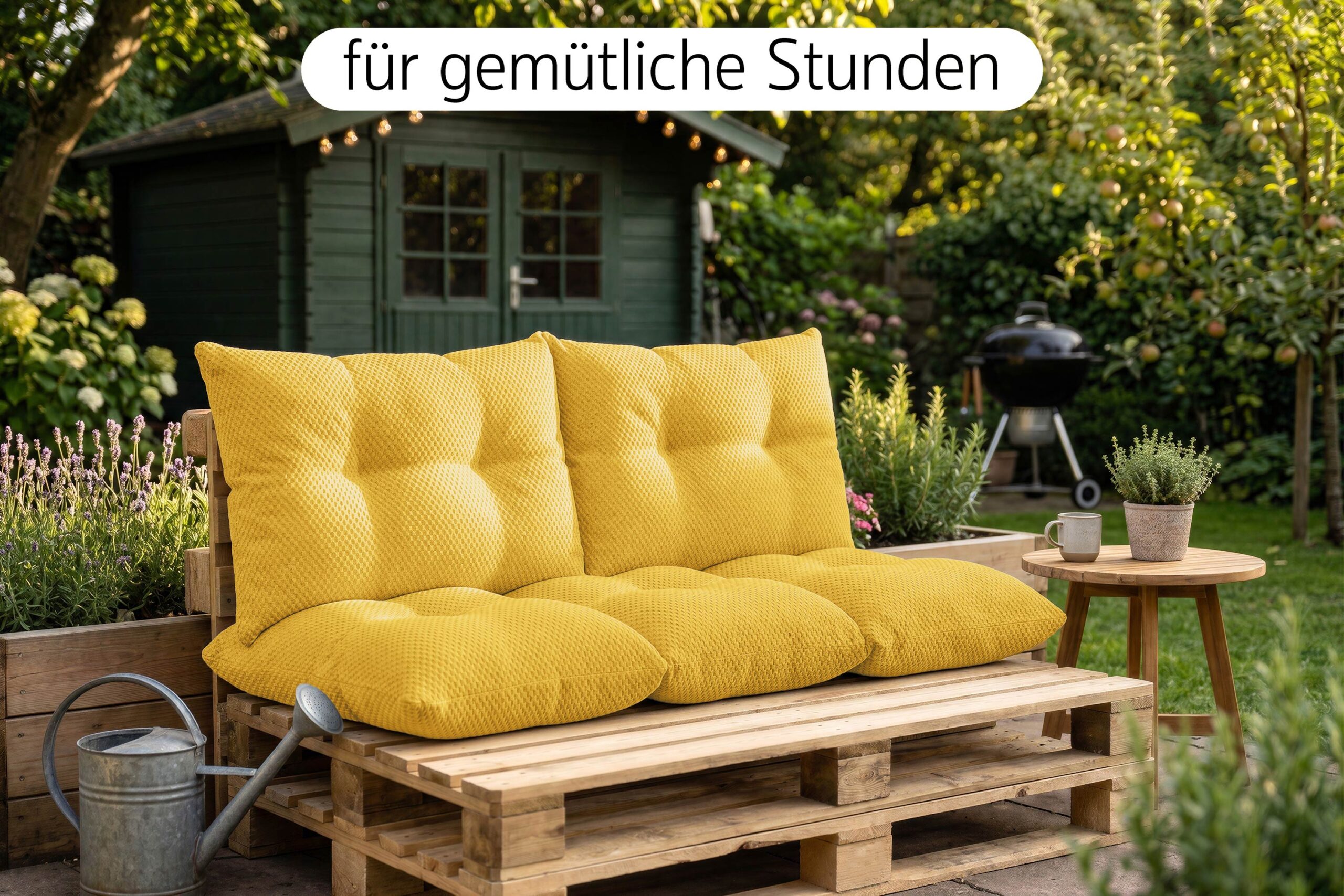 Palettenkissen Set 3-teilig - Sitzkissen 120x60 cm + 2 Rückenkissen 60x40 cm für Europaletten
