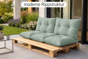 Palettenkissen Set 3-teilig - Sitzkissen 120x60 cm + 2 Rückenkissen 60x40 cm für Europaletten