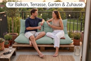 Palettenkissen Set 3-teilig - Sitzkissen 120x60 cm + 2 Rückenkissen 60x40 cm für Europaletten