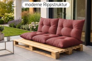 Palettenkissen Set 3-teilig - Sitzkissen 120x60 cm + 2 Rückenkissen 60x40 cm für Europaletten