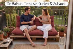 Palettenkissen Set 3-teilig - Sitzkissen 120x60 cm + 2 Rückenkissen 60x40 cm für Europaletten