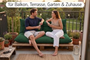 Palettenkissen Set 3-teilig - Sitzkissen 120x60 cm + 2 Rückenkissen 60x40 cm für Europaletten
