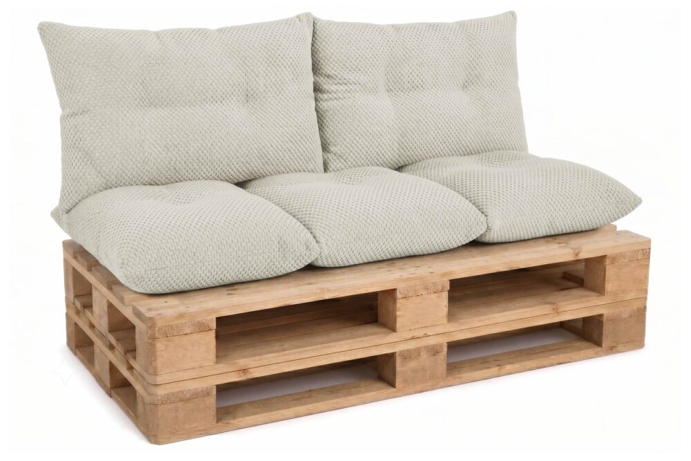 Palettenkissen Set 3-teilig - Sitzkissen 120x60 cm + 2 Rückenkissen 60x40 cm für Europaletten
