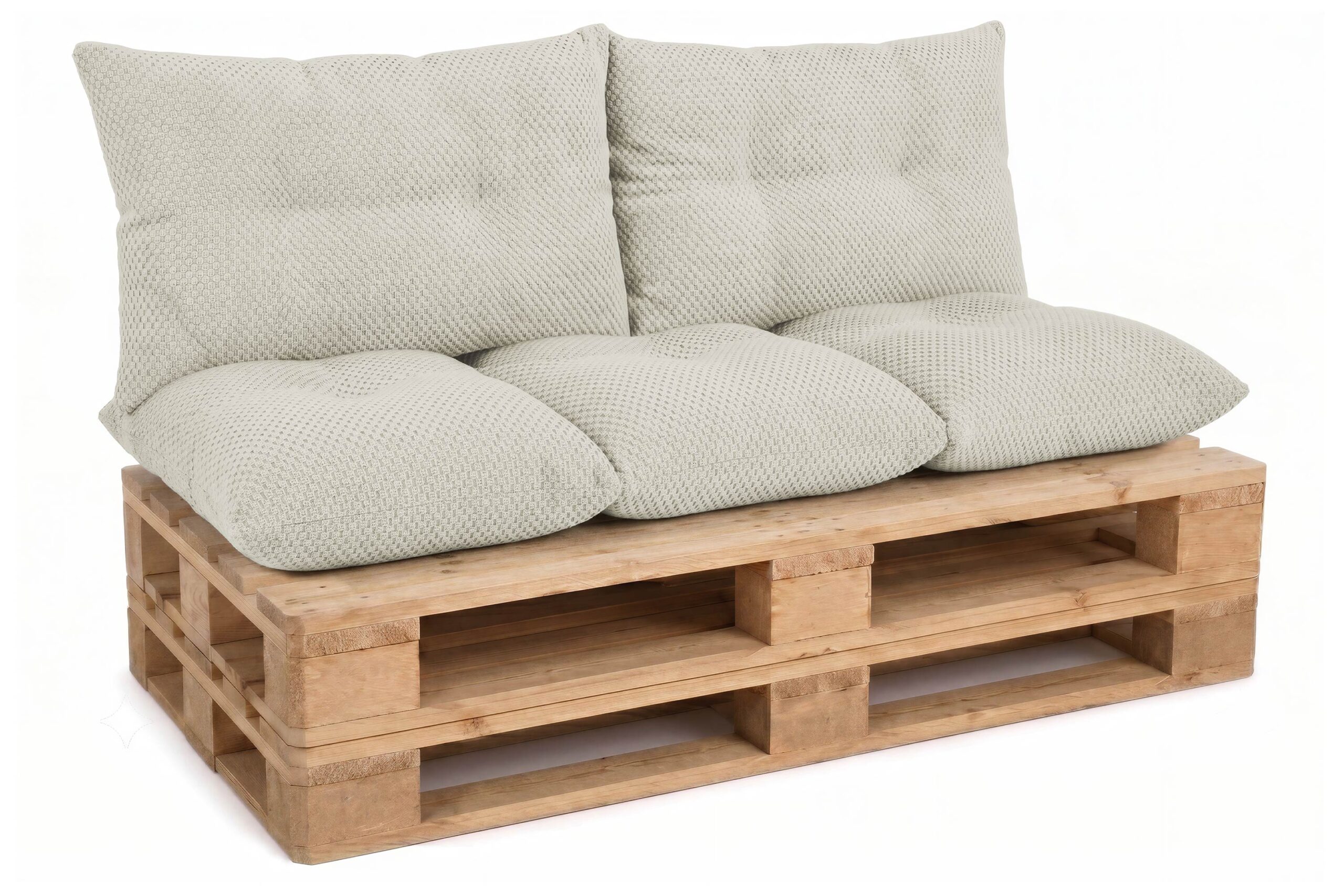 Palettenkissen Set 3-teilig – Sitzkissen 120×60 cm + 2 Rückenkissen 60×40 cm für Europaletten