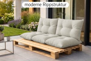 Palettenkissen Set 3-teilig - Sitzkissen 120x60 cm + 2 Rückenkissen 60x40 cm für Europaletten