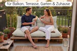 Palettenkissen Set 3-teilig - Sitzkissen 120x60 cm + 2 Rückenkissen 60x40 cm für Europaletten