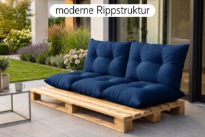Palettenkissen Set 3-teilig - Sitzkissen 120x60 cm + 2 Rückenkissen 60x40 cm für Europaletten