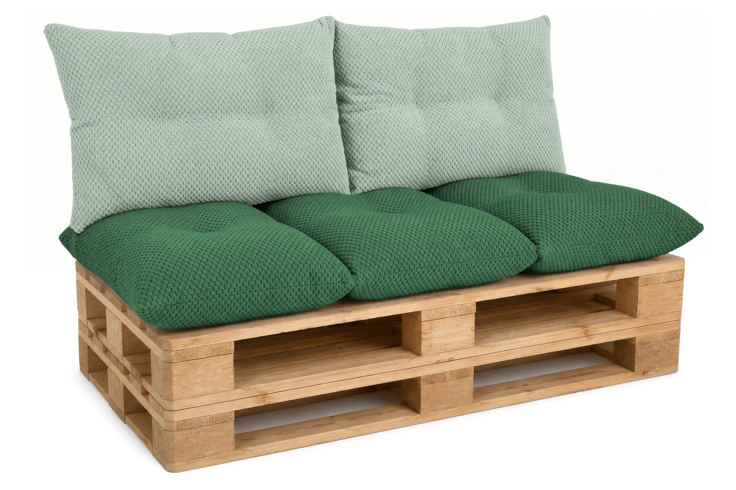 Palettenkissen Set 3-teilig für Europaletten – Sitzkissen 120×80 cm + 2 Rückenkissen 40×60 cm mit Füllung