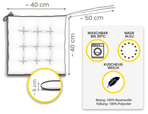 Stuhlkissen 40x40 mit Bändern 4er Set - Sitzkissen für Indoor & Outdoor