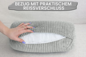 Nackenrolle 15x40 cm in Cord-Optik - weiche Kissenrolle mit abnehmbarem Bezug und verstecktem Reißverschluss, Bettrolle & Nackenkissen fürs Sofa