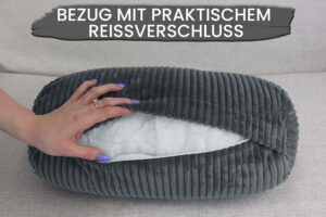 Nackenrolle 15x40 cm in Cord-Optik - weiche Kissenrolle mit abnehmbarem Bezug und verstecktem Reißverschluss, Bettrolle & Nackenkissen fürs Sofa