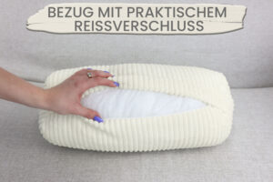 Nackenrolle 15x40 cm in Cord-Optik - weiche Kissenrolle mit abnehmbarem Bezug und verstecktem Reißverschluss, Bettrolle & Nackenkissen fürs Sofa