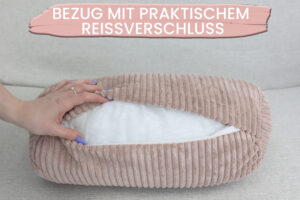 Nackenrolle 15x40 cm in Cord-Optik - weiche Kissenrolle mit abnehmbarem Bezug und verstecktem Reißverschluss, Bettrolle & Nackenkissen fürs Sofa