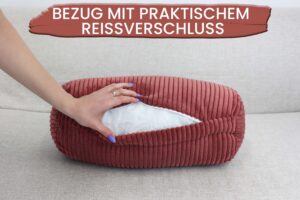 Nackenrolle 15x40 cm in Cord-Optik - weiche Kissenrolle mit abnehmbarem Bezug und verstecktem Reißverschluss, Bettrolle & Nackenkissen fürs Sofa