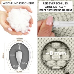 Stillkissen XXL 170 cm Schwangerschaftskissen Seitenschläferkissen U-Form mit abnehmbarem Bezug