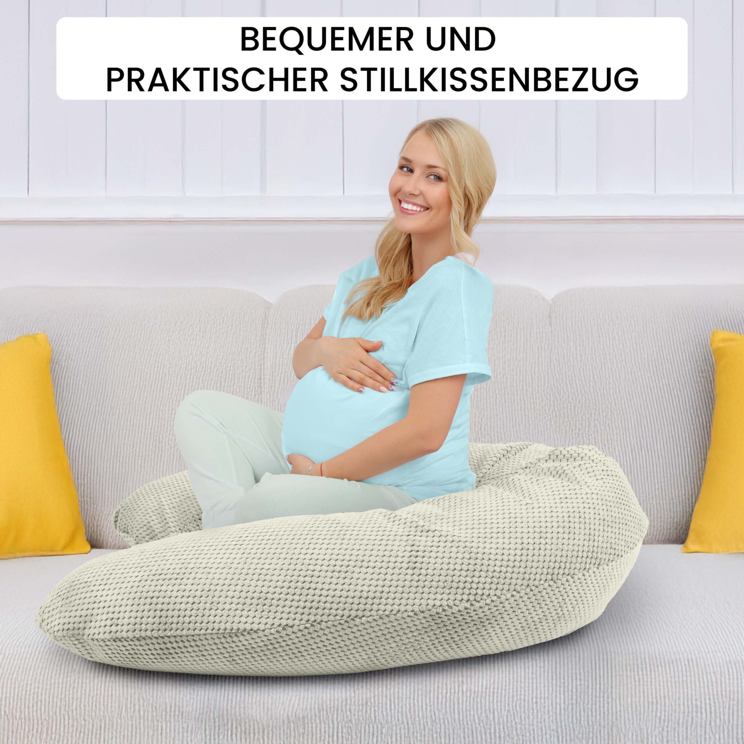 Stillkissenbezug 170 cm - Bezug für Seitenschläferkissen und Schwangerschaftskissen mit Reißverschluss