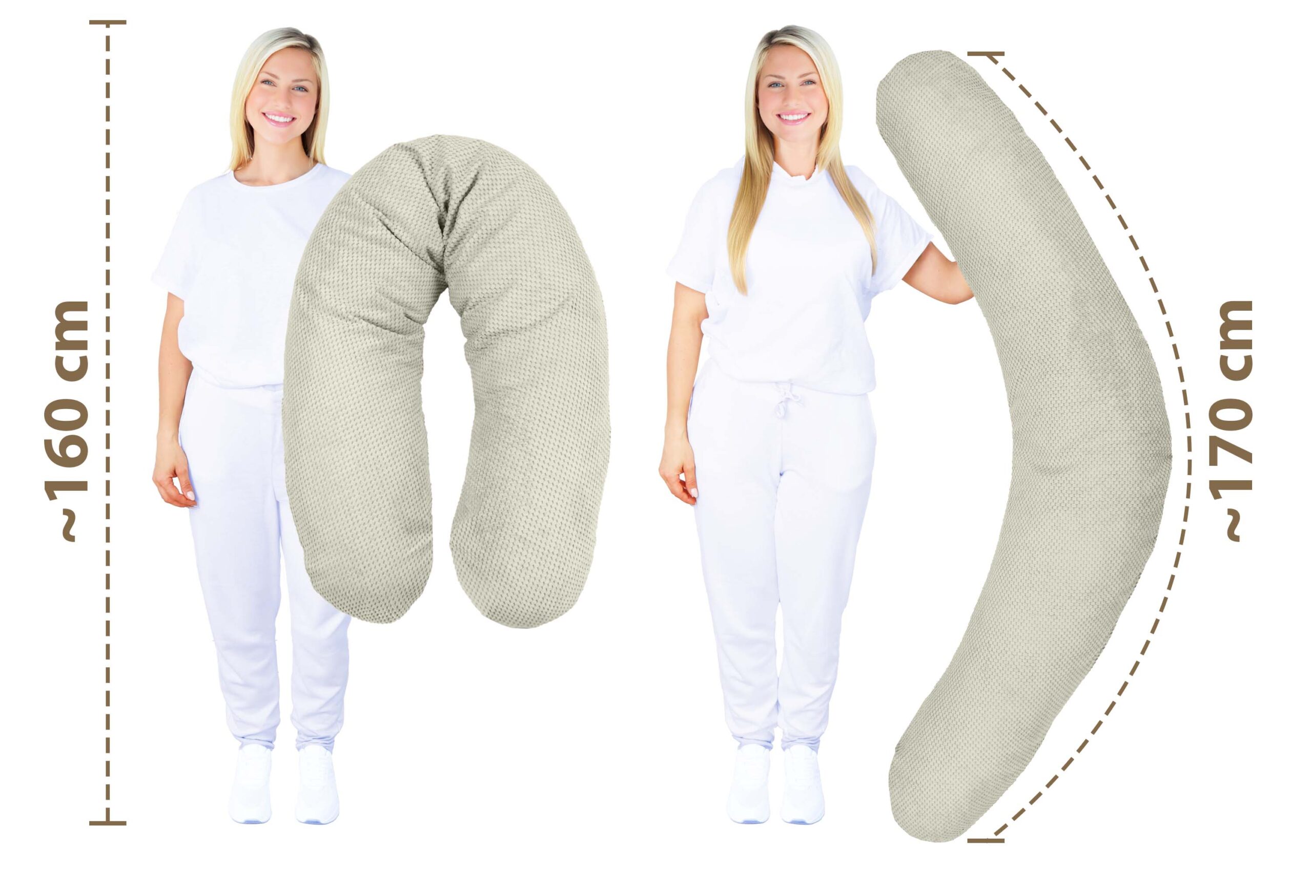Stillkissenbezug 170 cm - Bezug für Seitenschläferkissen und Schwangerschaftskissen mit Reißverschluss