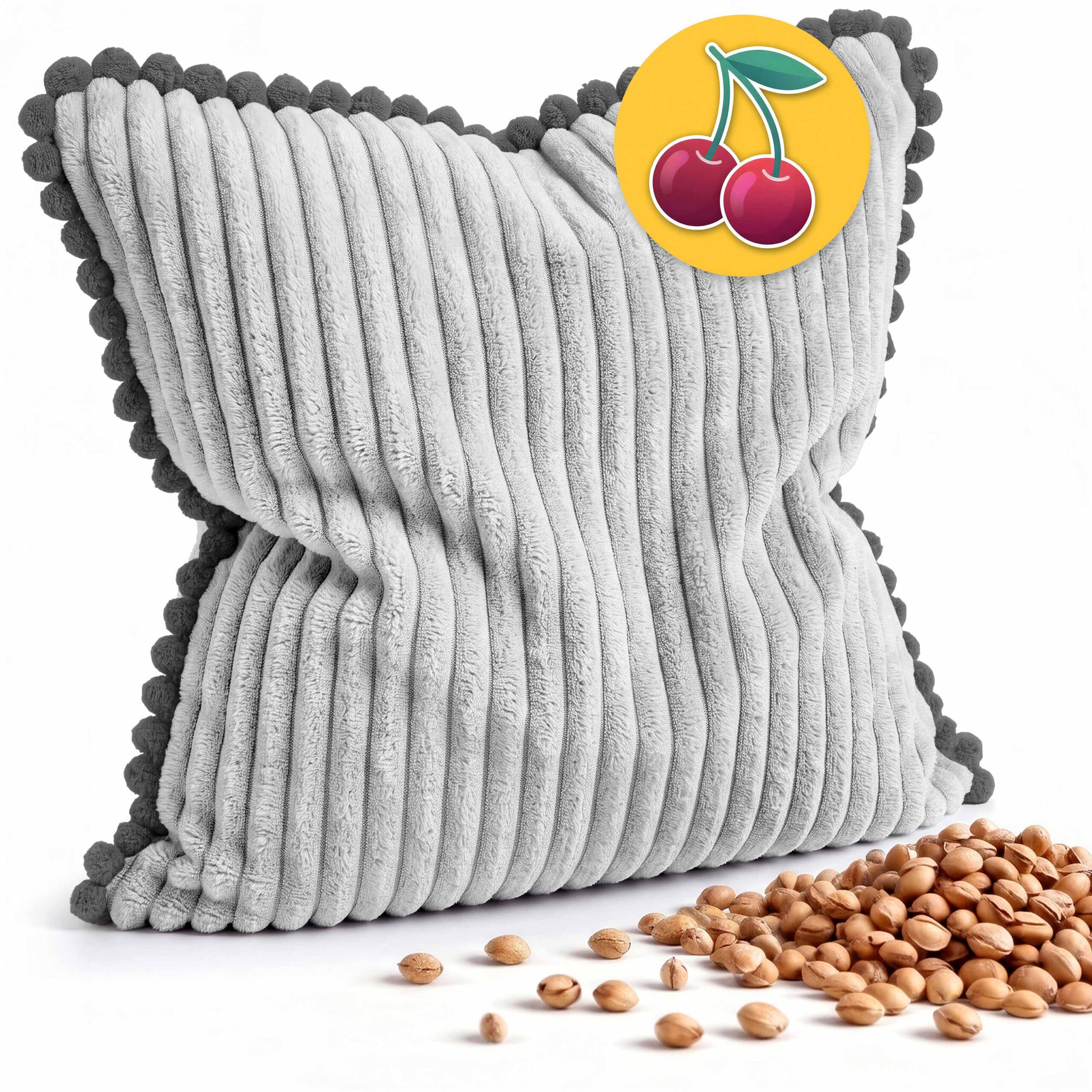 Kirschkernkissen 22x22 cm – Wärme- & Kältekissen mit 100 % Kirschkernen für Mikrowelle, Nacken, Rücken, Bauch & Füße