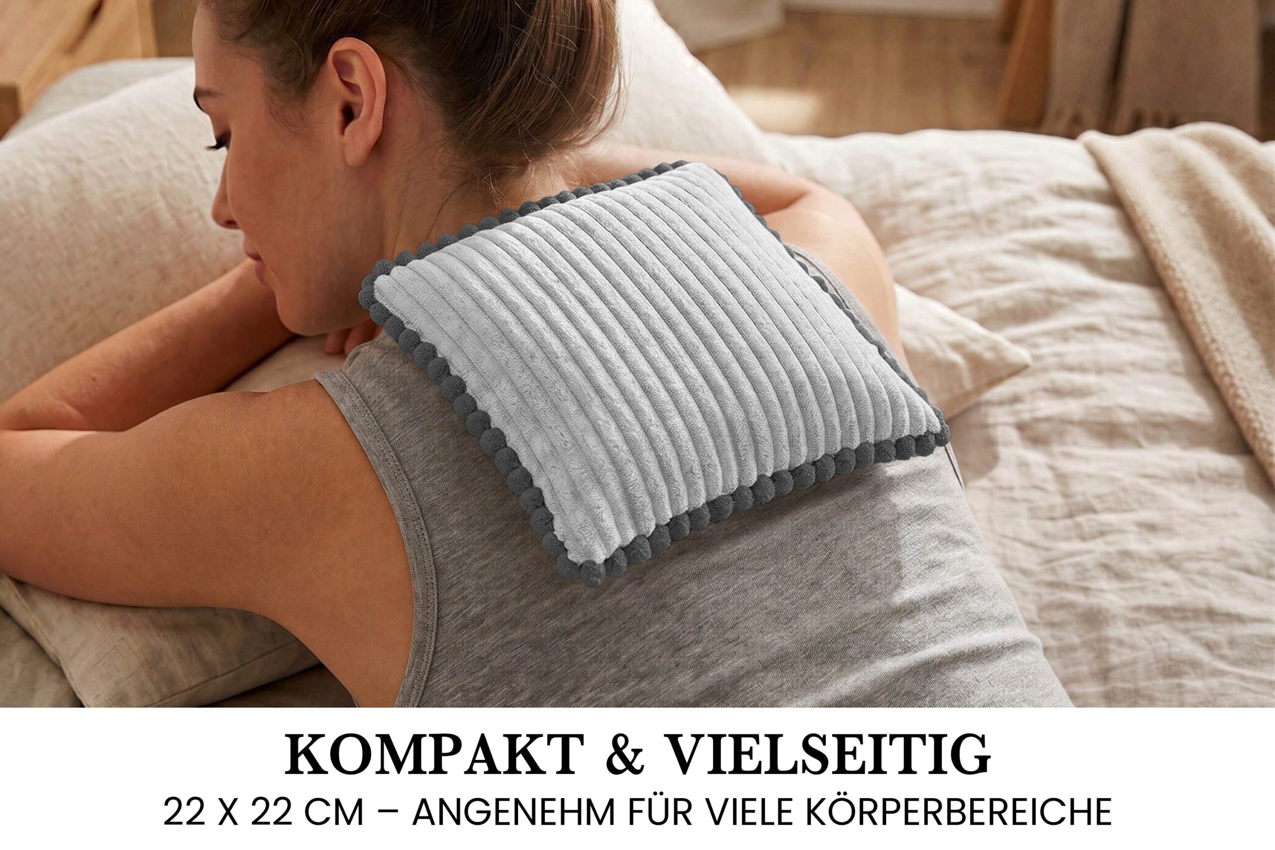 Kirschkernkissen 22x22 cm – Wärme- & Kältekissen mit 100 % Kirschkernen für Mikrowelle, Nacken, Rücken, Bauch & Füße