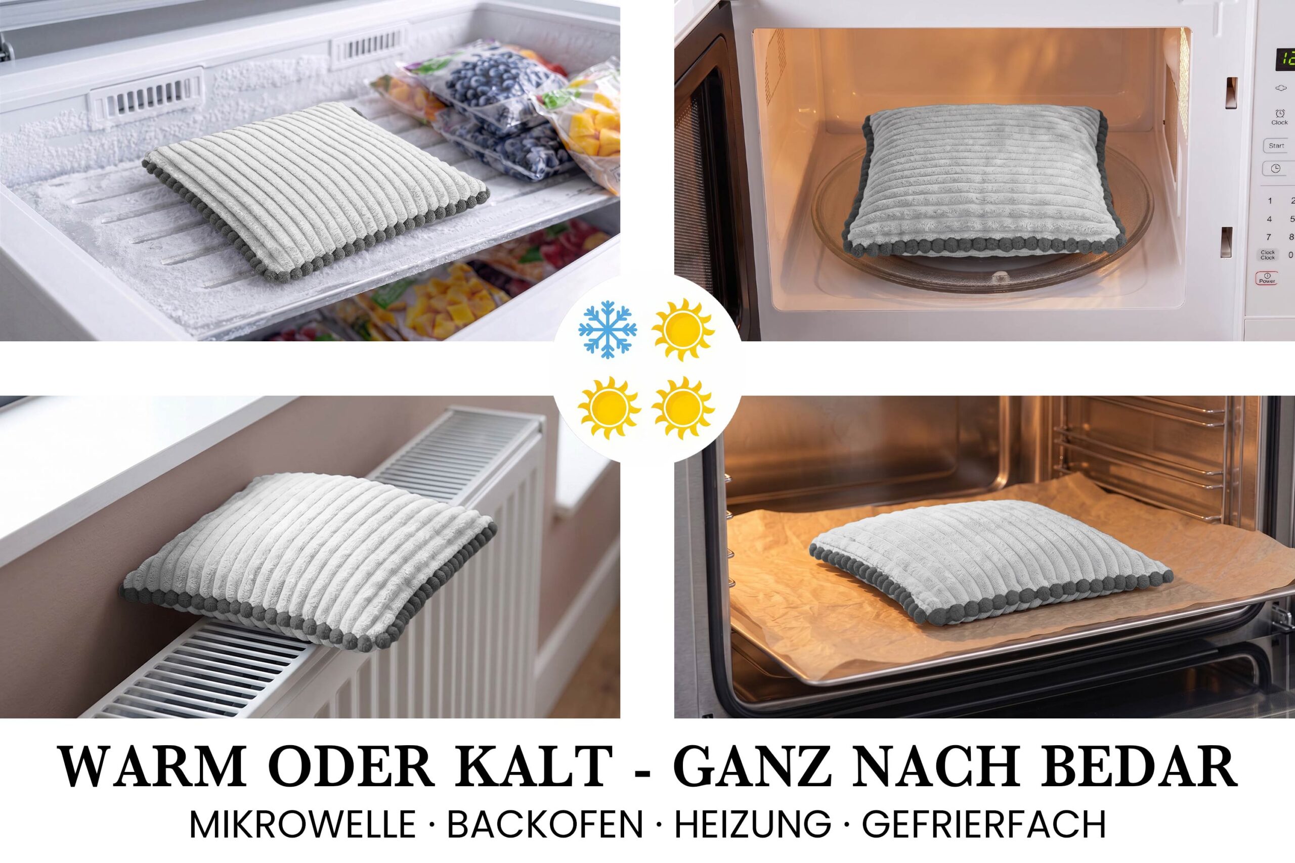 Kirschkernkissen 22x22 cm – Wärme- & Kältekissen mit 100 % Kirschkernen für Mikrowelle, Nacken, Rücken, Bauch & Füße