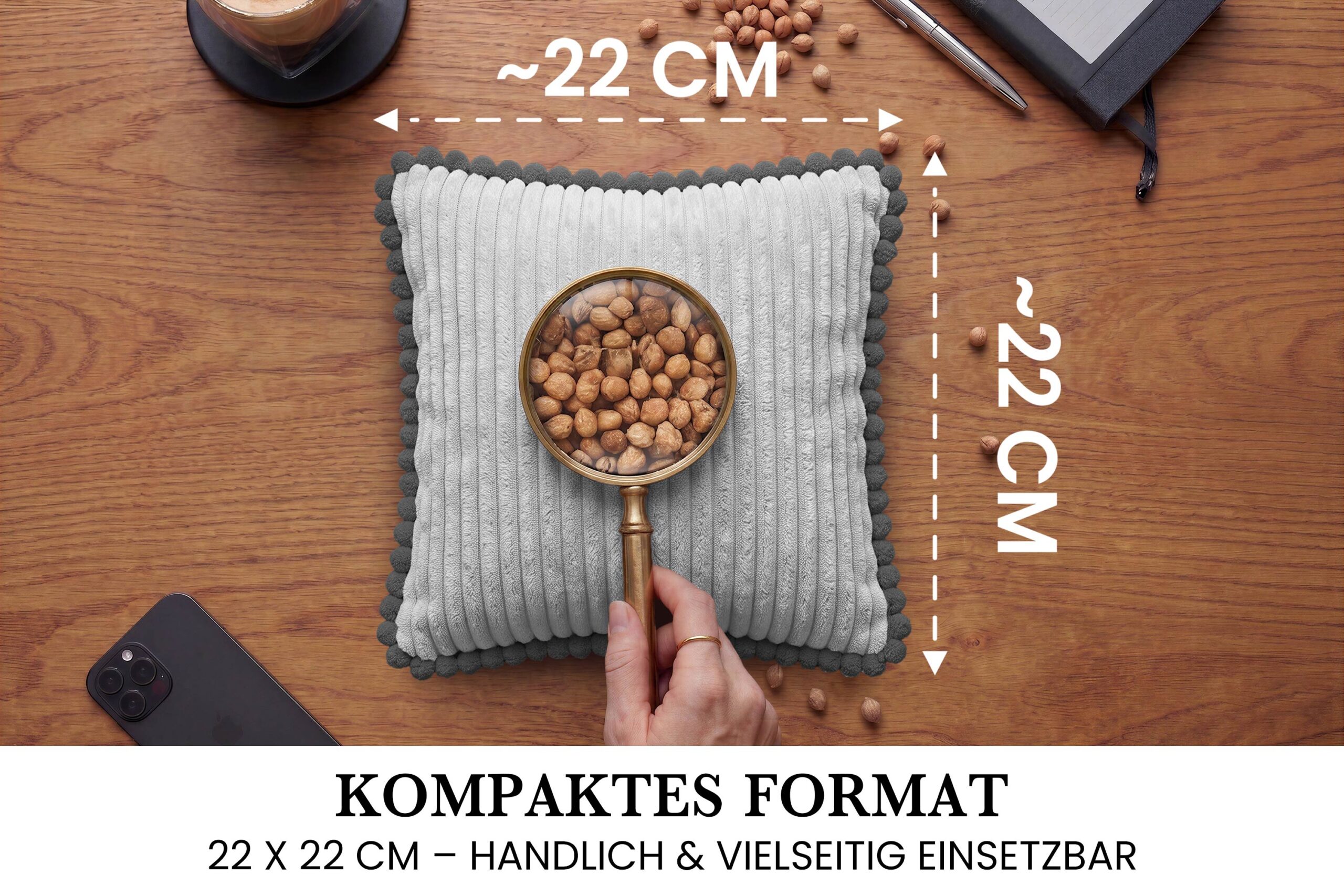 Kirschkernkissen 22x22 cm – Wärme- & Kältekissen mit 100 % Kirschkernen für Mikrowelle, Nacken, Rücken, Bauch & Füße