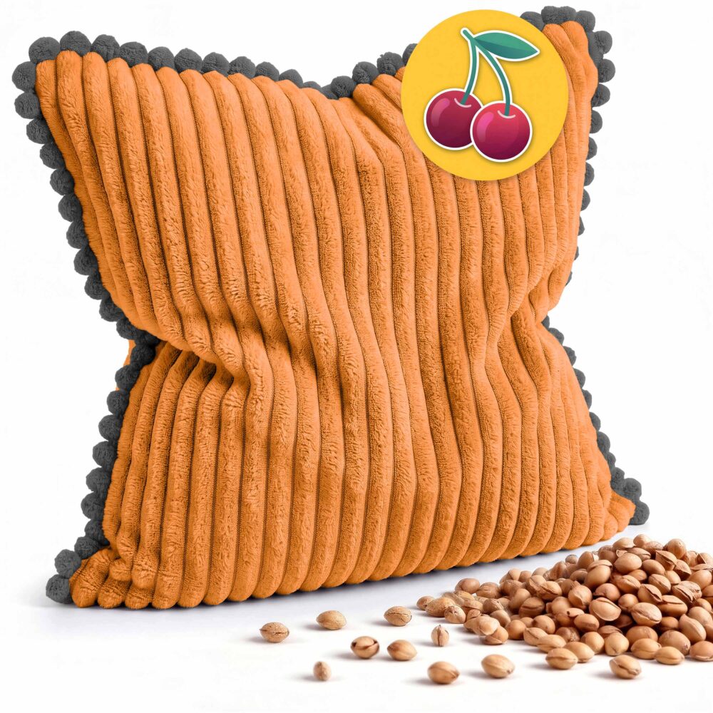 Kirschkernkissen 22x22 cm – Wärme- & Kältekissen mit 100 % Kirschkernen für Mikrowelle, Nacken, Rücken, Bauch & Füße