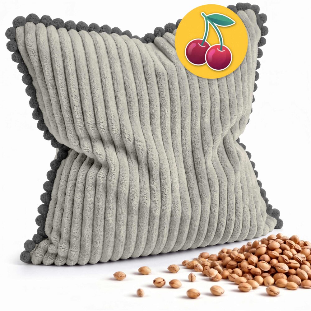 Kirschkernkissen 22×22 cm – Wärme- & Kältekissen mit 100 % Kirschkernen für Mikrowelle, Nacken, Rücken, Bauch & Füße