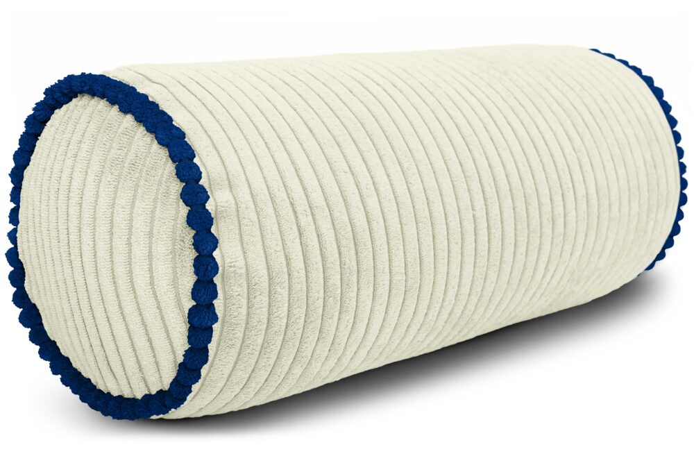 Nackenrolle 15x40 cm - weiche Bettrolle in Cord-Optik mit Kontrastpaspel, formstabile Kissenrolle fürs Sofa