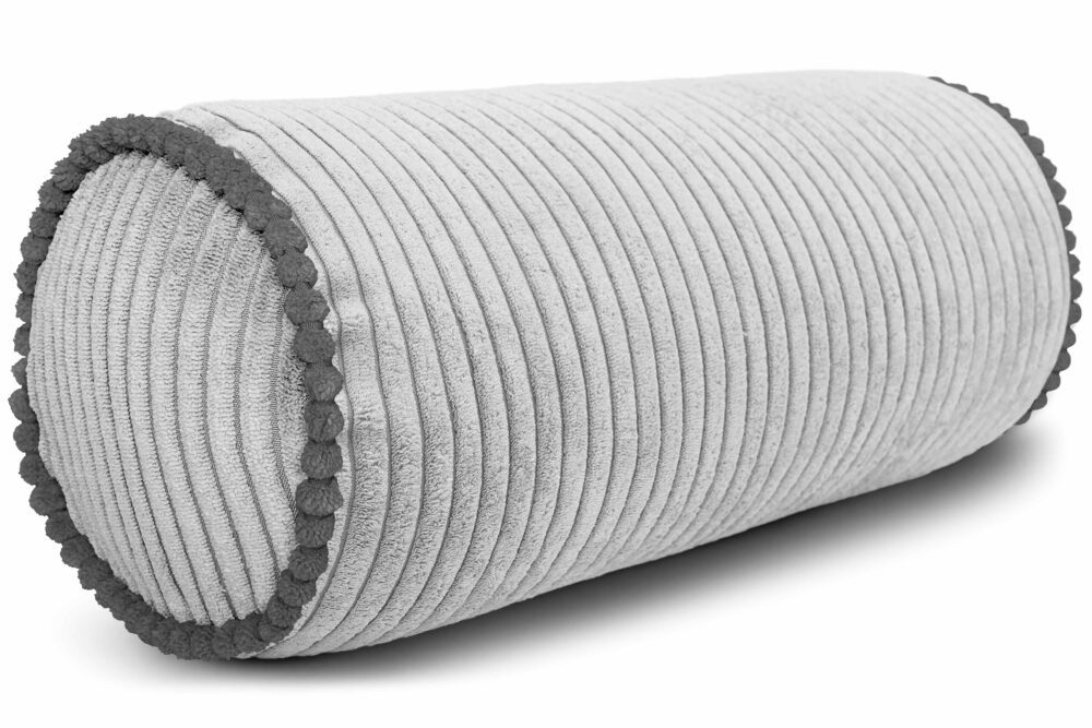 Nackenrolle 15x40 cm - weiche Bettrolle in Cord-Optik mit Kontrastpaspel, formstabile Kissenrolle fürs Sofa