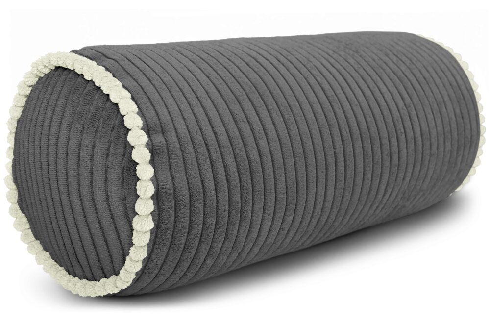 Nackenrolle 15x40 cm - weiche Bettrolle in Cord-Optik mit Kontrastpaspel, formstabile Kissenrolle fürs Sofa