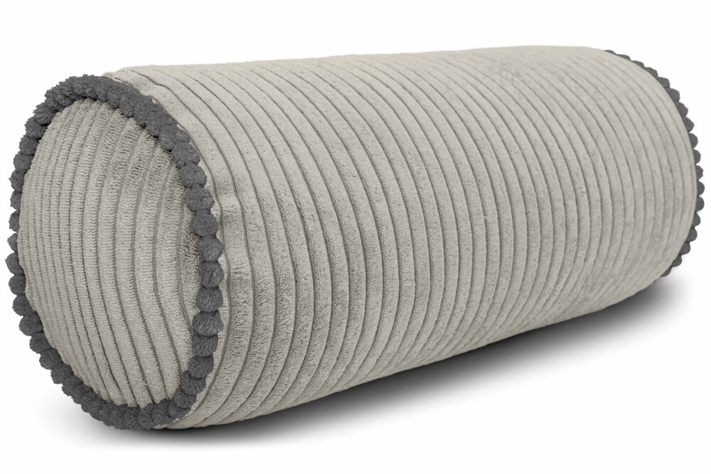 Nackenrolle 15×40 cm – weiche Bettrolle in Cord-Optik mit Kontrastpaspel, formstabile Kissenrolle fürs Sofa