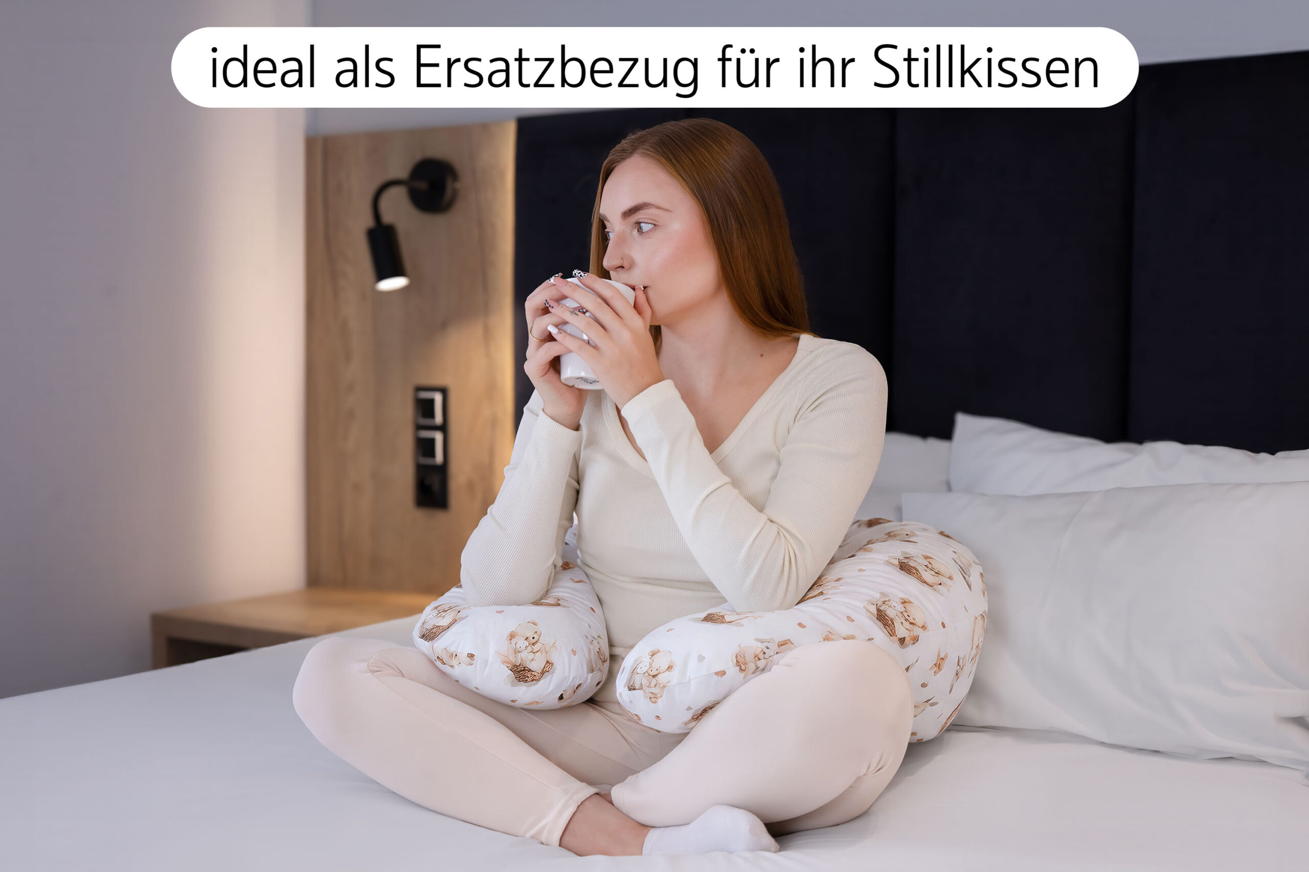 Stillkissenbezug 170 cm - Wechselbezug mit Motiv, 100 % Baumwolle mit Reißverschluss