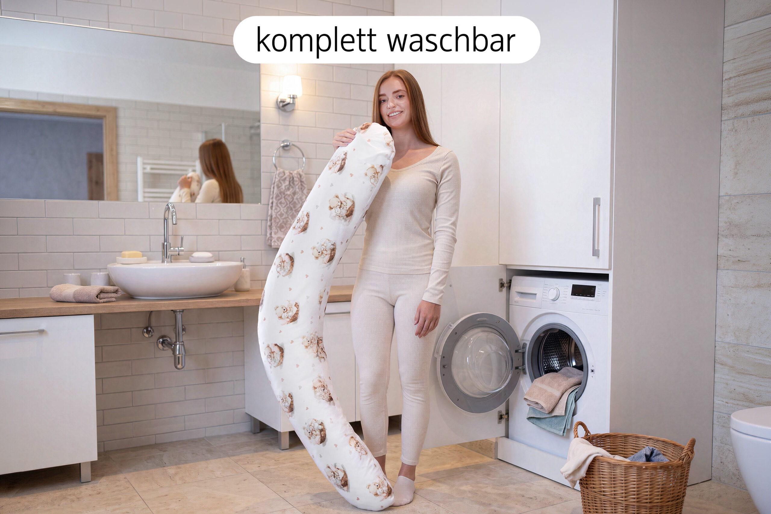 Stillkissenbezug 170 cm - Wechselbezug mit Motiv, 100 % Baumwolle mit Reißverschluss