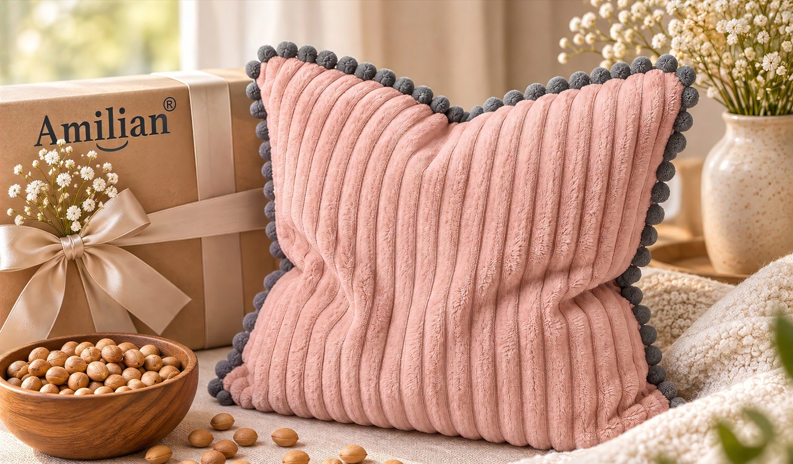 Kirschkernkissen in Rosa mit Amilian Geschenkbox