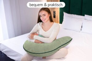 Stillkissen XXL 170 cm in U-Form - Schwangerschaftskissen & Seitenschläferkissen mit dekorativer Paspel