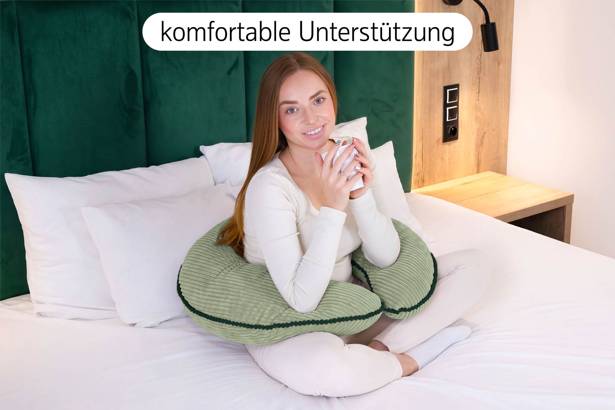 Stillkissen XXL 170 cm in U-Form - Schwangerschaftskissen & Seitenschläferkissen mit dekorativer Paspel