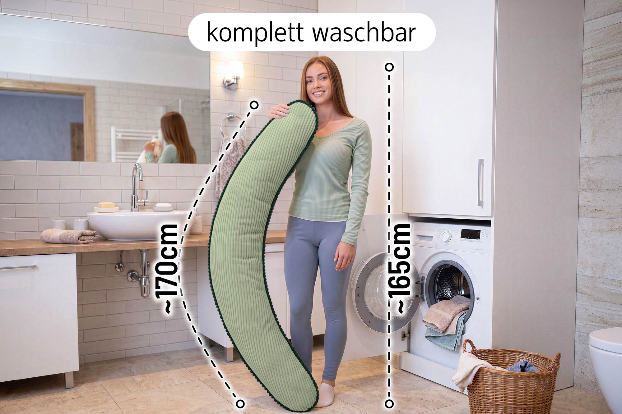 Stillkissen XXL 170 cm in U-Form - Schwangerschaftskissen & Seitenschläferkissen mit dekorativer Paspel