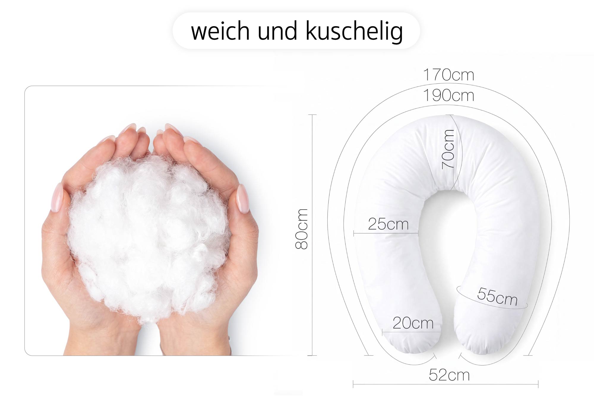 Stillkissen XXL 170 cm in U-Form - Schwangerschaftskissen & Seitenschläferkissen mit dekorativer Paspel