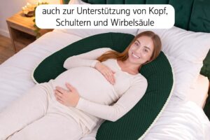 Stillkissen XXL 170 cm in U-Form - Schwangerschaftskissen & Seitenschläferkissen mit dekorativer Paspel